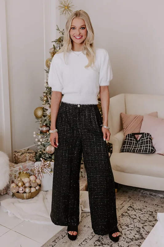 The Prescott High Waist Tweed Pants in Black sold by Impressions