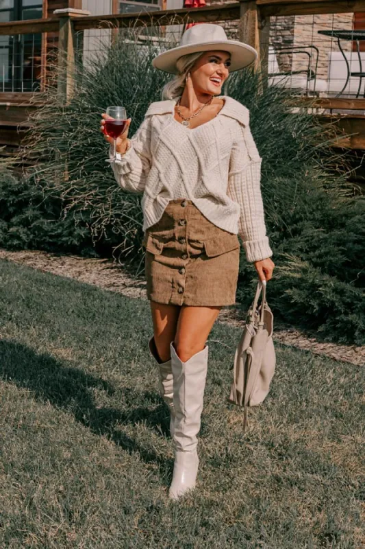 Lost In Your Eyes Corduroy Skirt In Martini Olive sold by Impressions