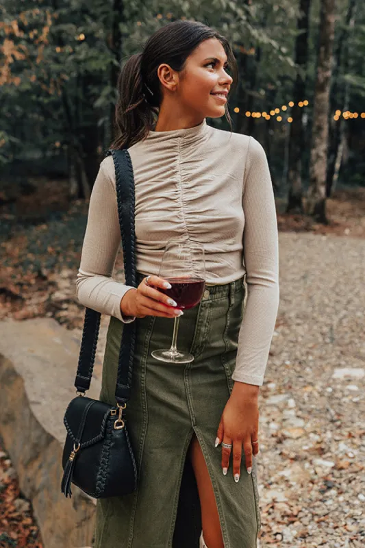 VIP Situation Ruched Top in Birch sold by Impressions