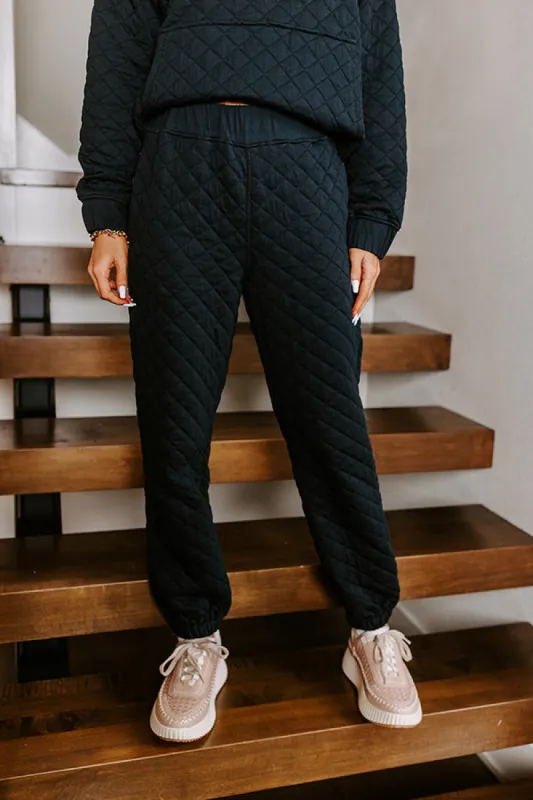 Paris Mornings Quilted Joggers In Black sold by Impressions