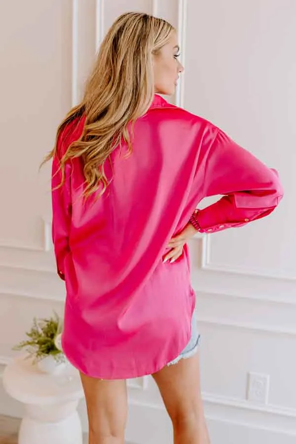 Simply Charmed Button Up Top In Hot Pink sold by Impressions product image thumbnail 4