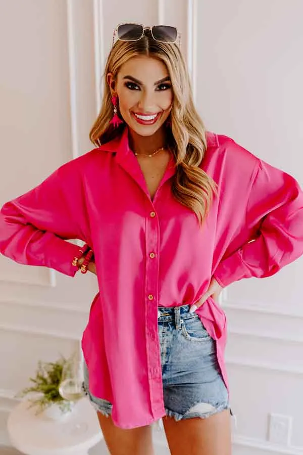 Simply Charmed Button Up Top In Hot Pink sold by Impressions product image thumbnail 3
