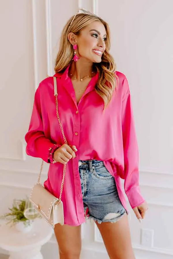 Simply Charmed Button Up Top In Hot Pink sold by Impressions product image thumbnail 2