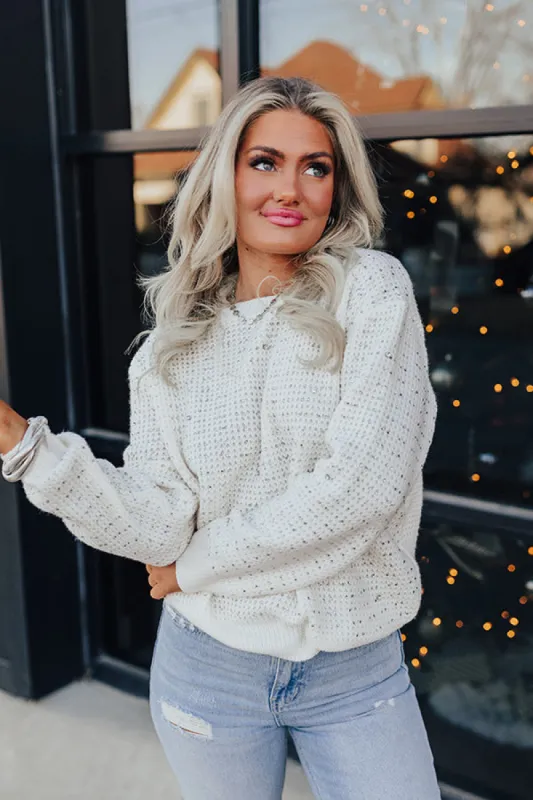 Keeping Cozy Embellished Knit Sweater sold by Impressions