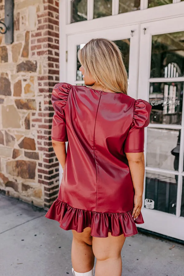 Stylish Setting Faux Leather Mini Dress in Crimson Curves sold by Impressions product image thumbnail 5