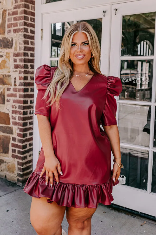 Stylish Setting Faux Leather Mini Dress in Crimson Curves sold by Impressions product image thumbnail 2