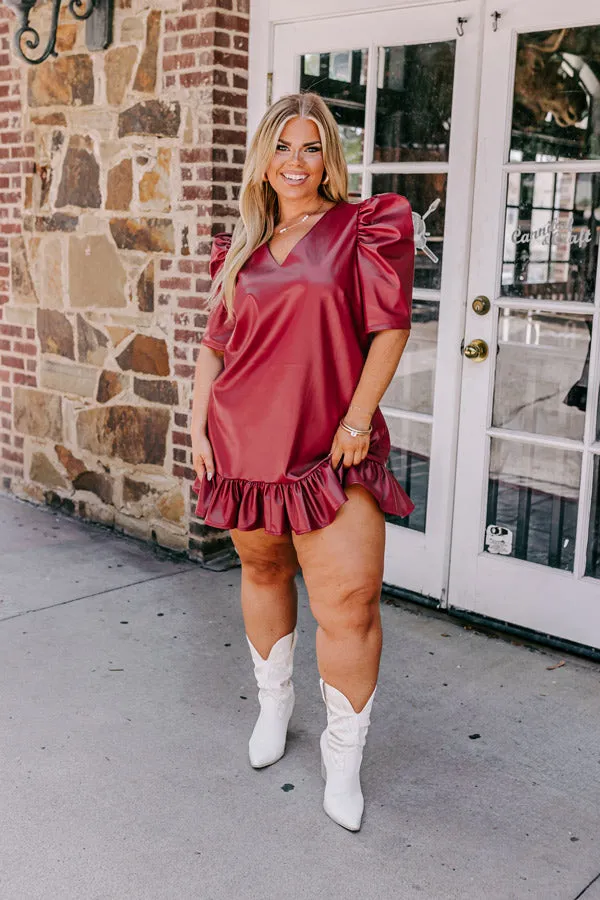 Stylish Setting Faux Leather Mini Dress in Crimson Curves sold by Impressions product image thumbnail 4