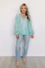 Posh Days Pleated Shift Top in Aqua sold by Impressions