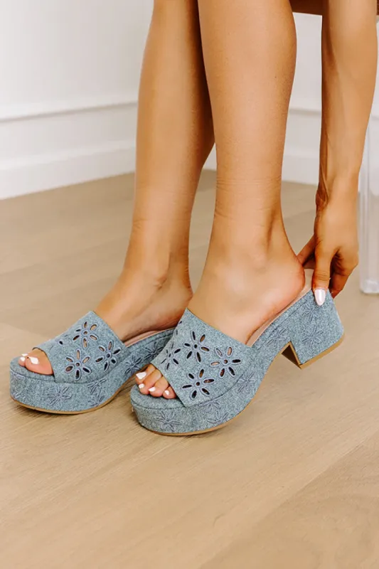 The Lizzy Denim Block Heel in Light Wash sold by Impressions