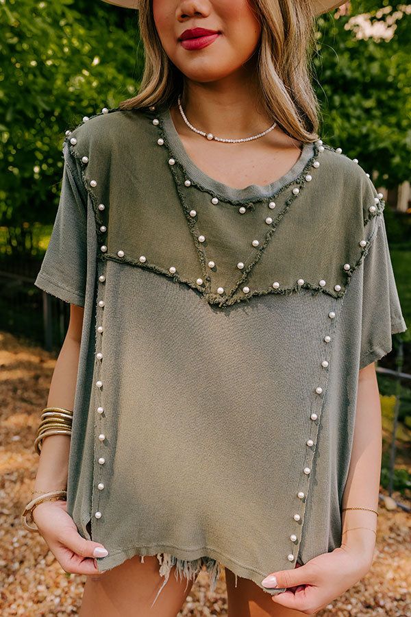Poised Romance Embellished Top In Olive sold by Impressions product image thumbnail 4
