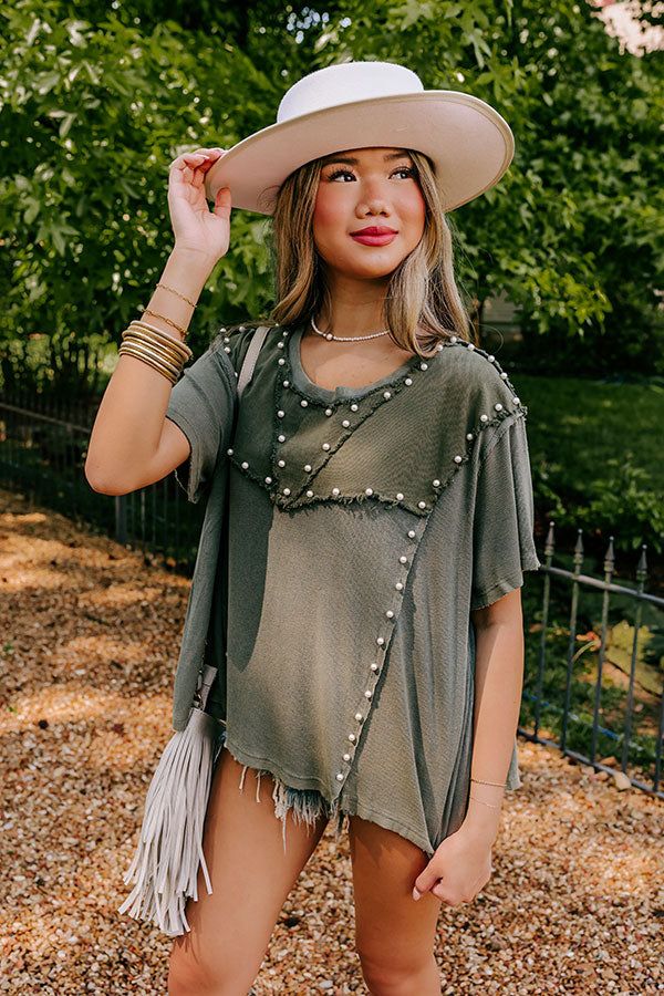 Poised Romance Embellished Top In Olive sold by Impressions product image thumbnail 2