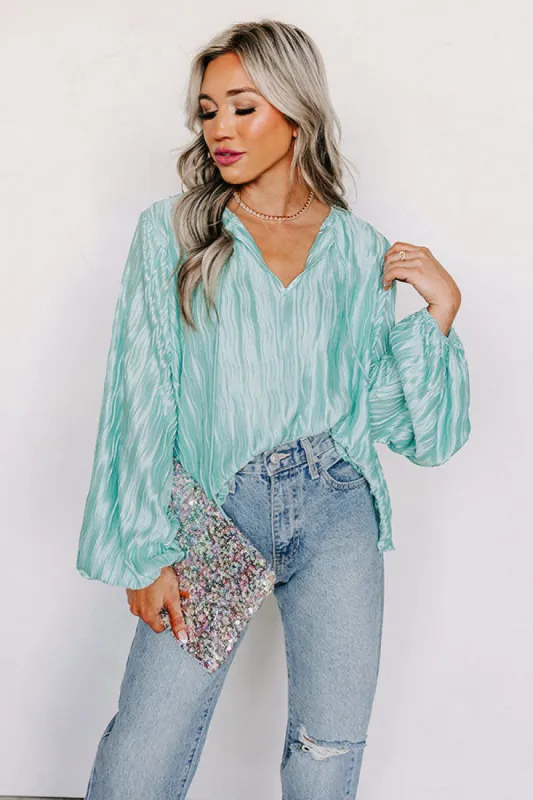 Posh Days Pleated Shift Top in Aqua sold by Impressions
