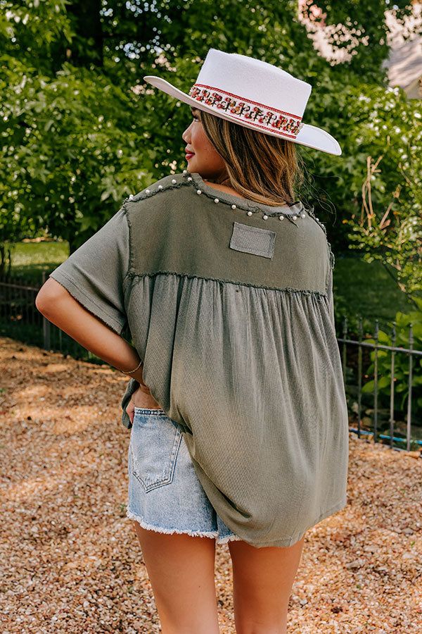 Poised Romance Embellished Top In Olive sold by Impressions product image thumbnail 5