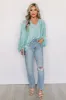 Posh Days Pleated Shift Top in Aqua sold by Impressions