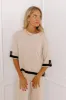 Uptown Cafe Knit Shift Top in Light Beige sold by Impressions