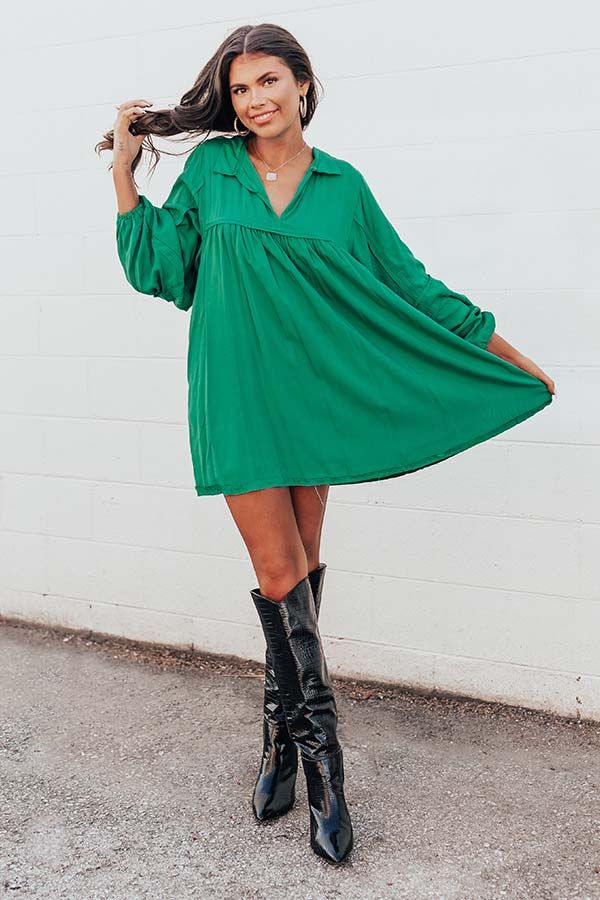 Style Code Babydoll Dress in Emerald sold by Impressions product image thumbnail 3