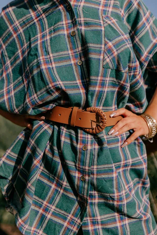 Chic And Sensible Faux Leather Belt In Camel sold by Impressions