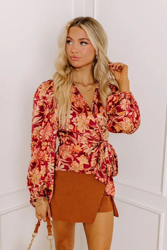 Whirl The Night Away Satin Wrap Top sold by Impressions