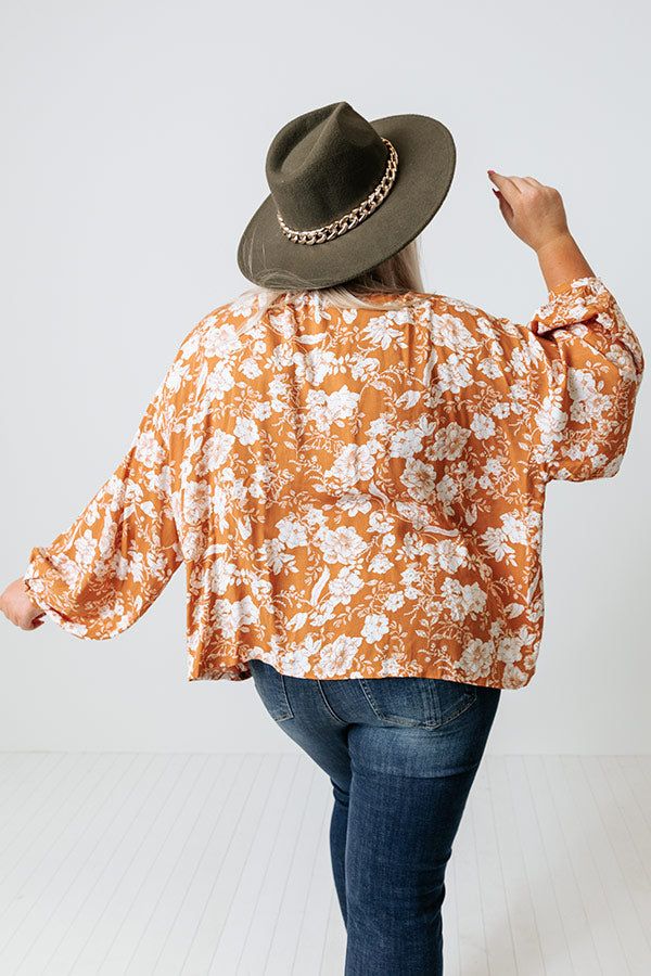In Harmony Floral Shift Top in Light Rust Curves sold by Impressions product image thumbnail 5