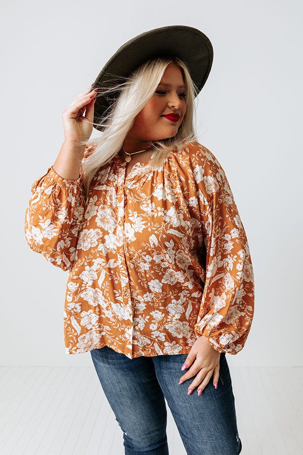 In Harmony Floral Shift Top in Light Rust Curves sold by Impressions product image thumbnail 3