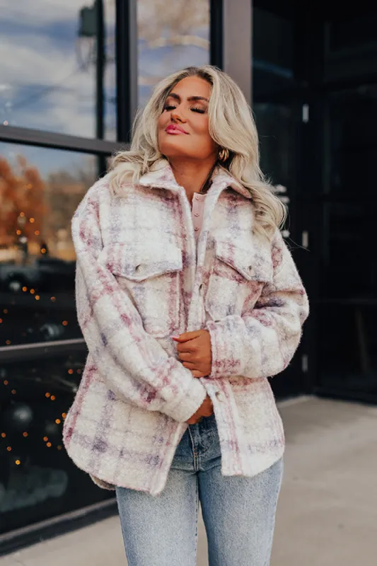 Seasonal Snuggles Plaid Sherpa Jacket in Ivory sold by Impressions