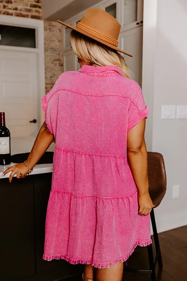 Kaleidoscope Ways Mineral Wash Mini Dress In Pink Curves sold by Impressions product image thumbnail 4