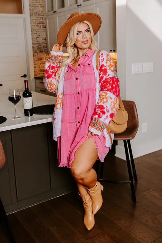 Kaleidoscope Ways Mineral Wash Mini Dress In Pink Curves sold by Impressions