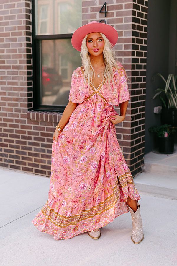 Under The Willow Tree Floral Maxi In Pink sold by Impressions