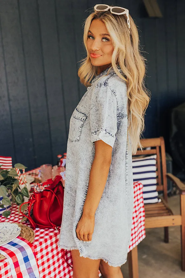 Backyard BBQ Chambray Mini Dress in Medium Wash sold by Impressions product image thumbnail 3