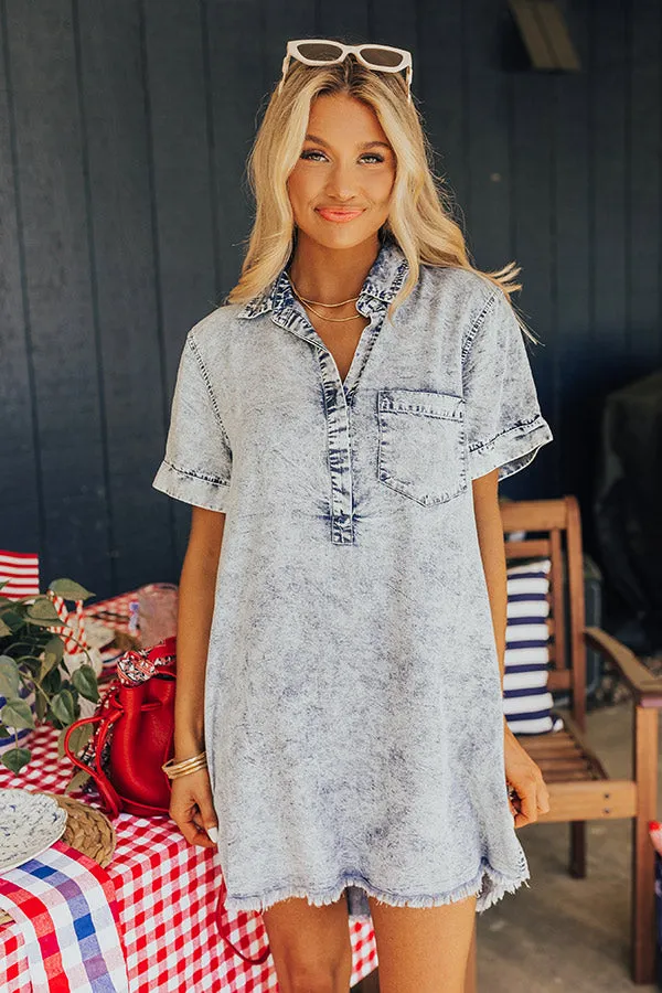 Backyard BBQ Chambray Mini Dress in Medium Wash sold by Impressions product image thumbnail 4