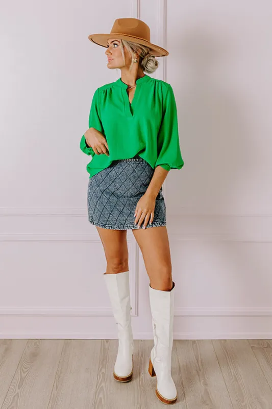 Casual Moment Shift Top in Kelly Green sold by Impressions
