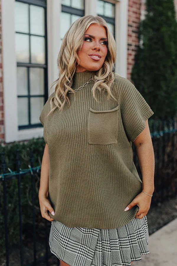 Sharp Witted Sweater Top In Olive Curves sold by Impressions