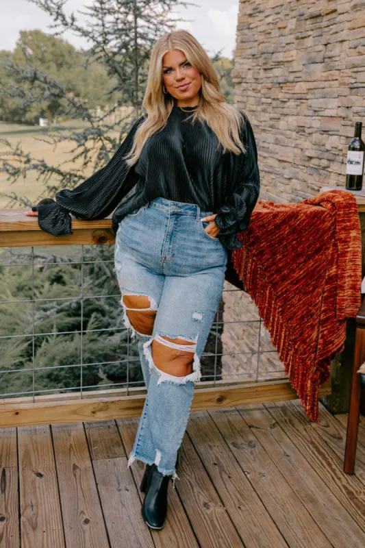 Found Your Love Pleated Top In Black Curves sold by Impressions