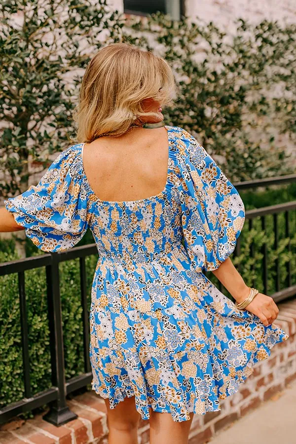 Whispering Muse Floral Mini Dress In Ocean Blue sold by Impressions product image thumbnail 5