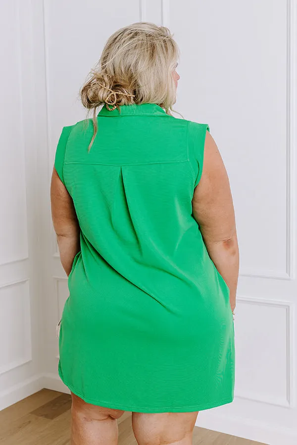 Coastal Dreamer Mini Dress in Kelly Green Curves sold by Impressions product image thumbnail 4