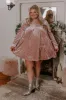 Midnight Kiss Velvet Mini Dress In Blush Curves sold by Impressions