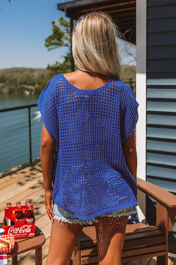Living For Lake Life Knit Top In Royal Blue sold by Impressions product image thumbnail 4