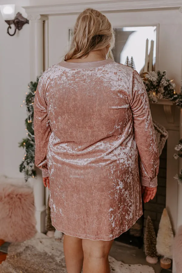Midnight Kiss Velvet Mini Dress In Blush Curves sold by Impressions product image thumbnail 4