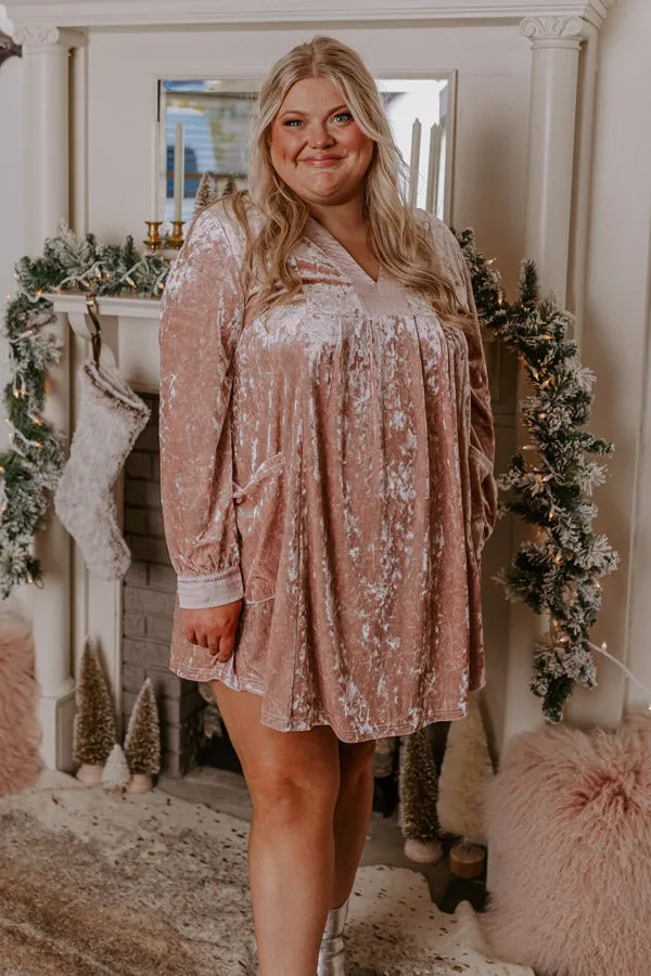 Midnight Kiss Velvet Mini Dress In Blush Curves sold by Impressions product image thumbnail 2
