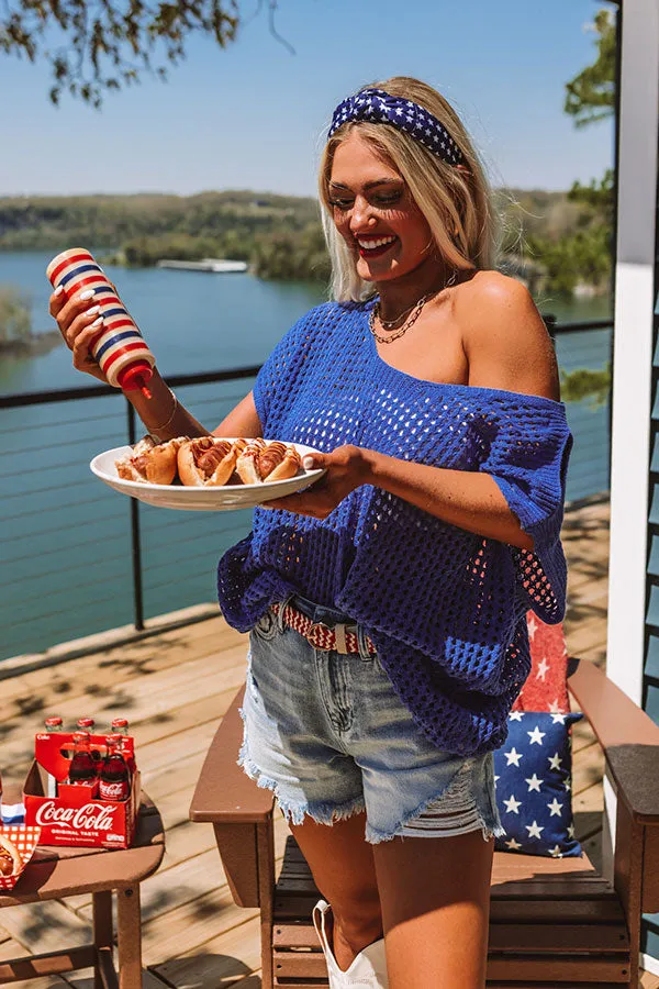 Living For Lake Life Knit Top In Royal Blue sold by Impressions product image thumbnail 5