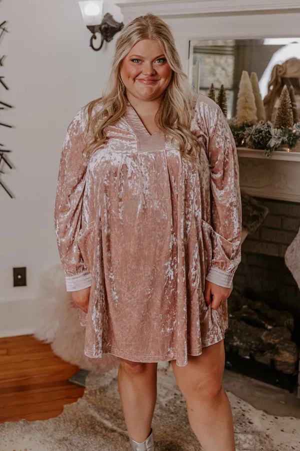Midnight Kiss Velvet Mini Dress In Blush Curves sold by Impressions product image thumbnail 5