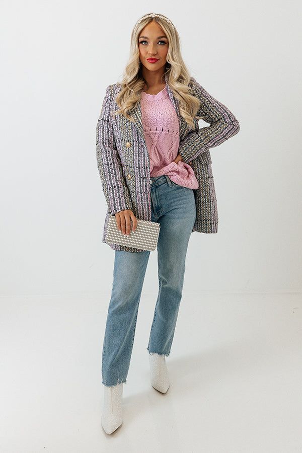 Early Dusk Cable Knit Sweater in Violet sold by Impressions product image thumbnail 2