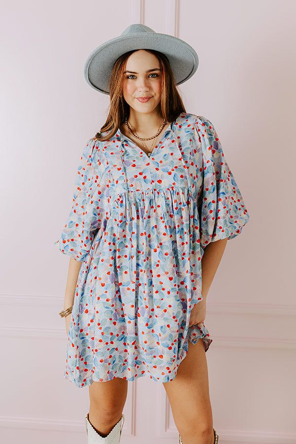 Tea Garden Babydoll Dress in Sky Blue sold by Impressions