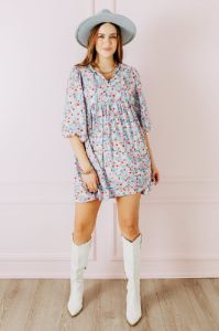 Tea Garden Babydoll Dress in Sky Blue sold by Impressions