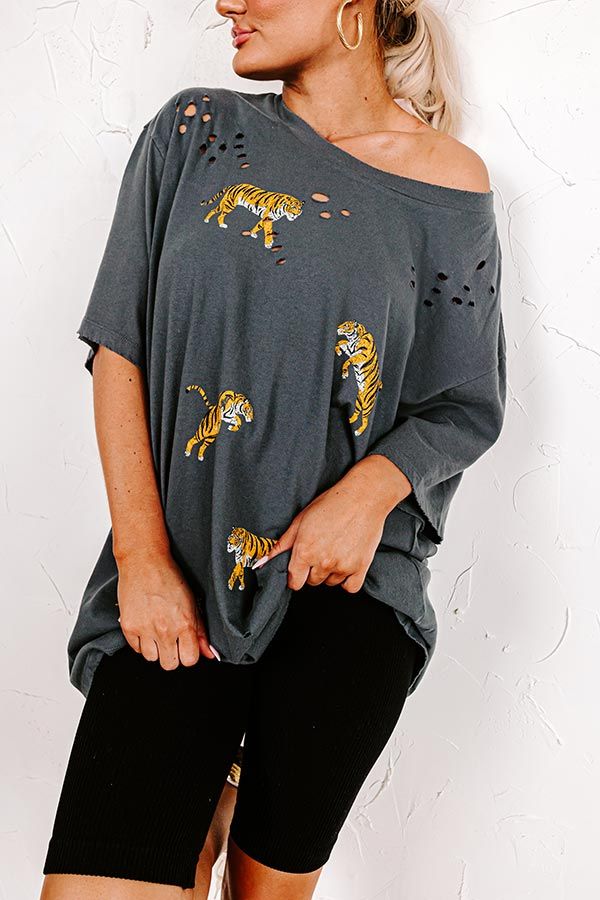 Feeling Fierce Oversized Distressed Tee sold by Impressions product image thumbnail 5