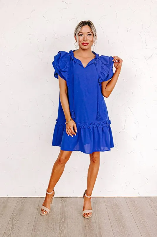 Tea At The Plaza Shift Dress In Royal Blue sold by Impressions