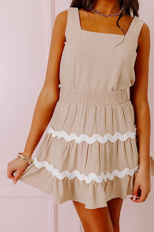 Summer Soiree Mini Linen-Blend Skirt In Iced Latte sold by Impressions