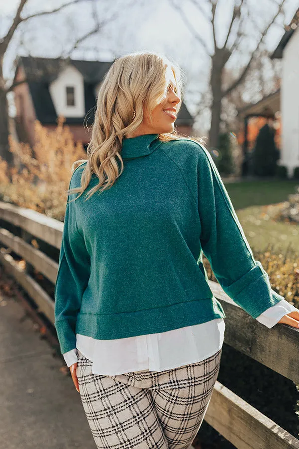 Leaf Lined Drive Sweater Top in Hunter Green Curves sold by Impressions product image thumbnail 2