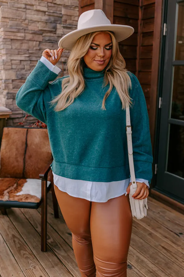 Leaf Lined Drive Sweater Top in Hunter Green Curves sold by Impressions product image thumbnail 5