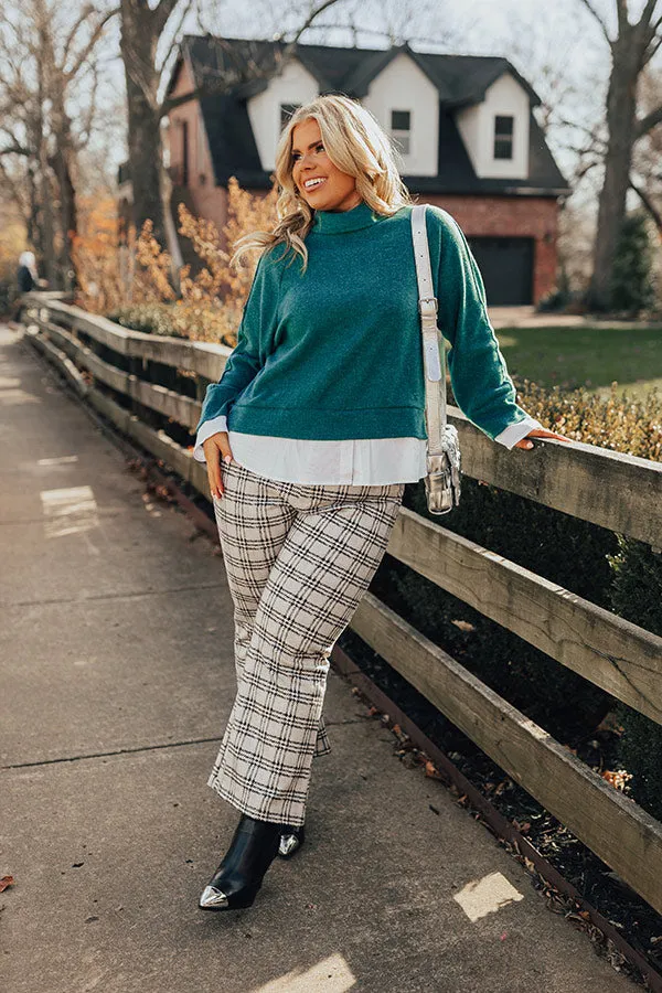 Leaf Lined Drive Sweater Top in Hunter Green Curves sold by Impressions